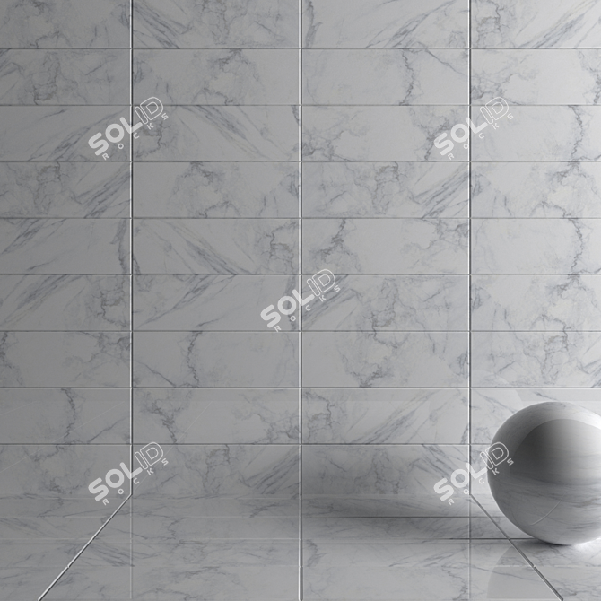 Classic Carrara White Wall Tiles 3D model image 3