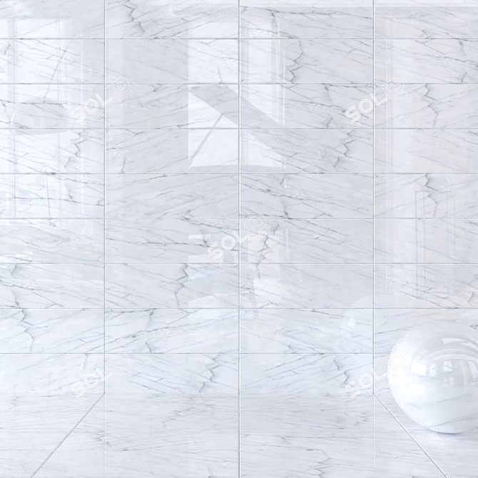 Classic Carrara White Wall Tiles 3D model image 1