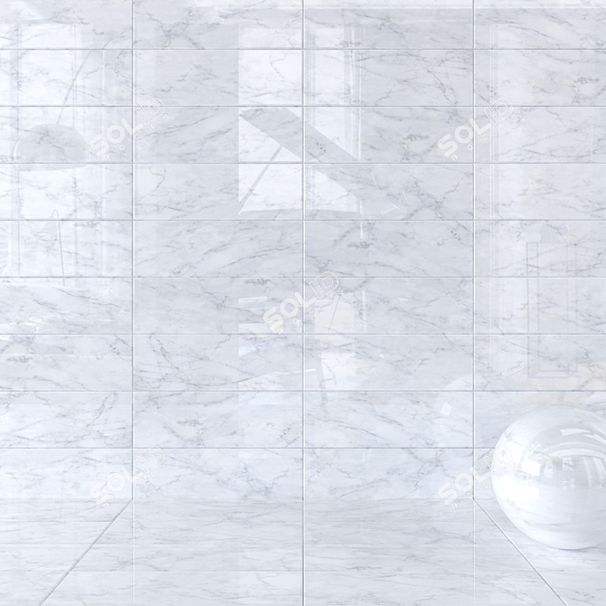 Elegant Carrara White Wall Tiles 3D model image 1