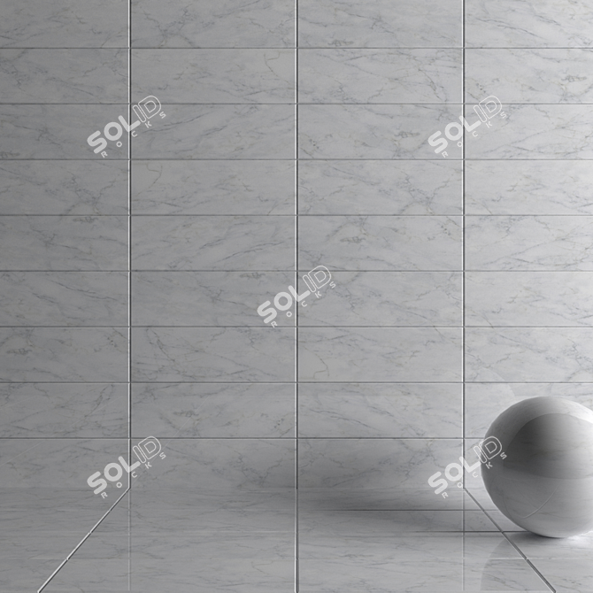 Elegant Carrara White Wall Tiles 3D model image 3