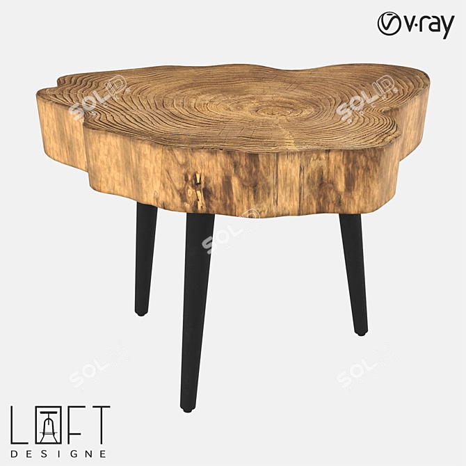 Minimalist Wood Coffee Table 3D model image 1