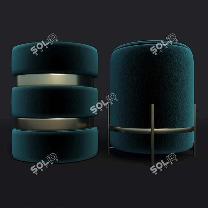 Luxe Velvet Elva Pouf 3D model image 2