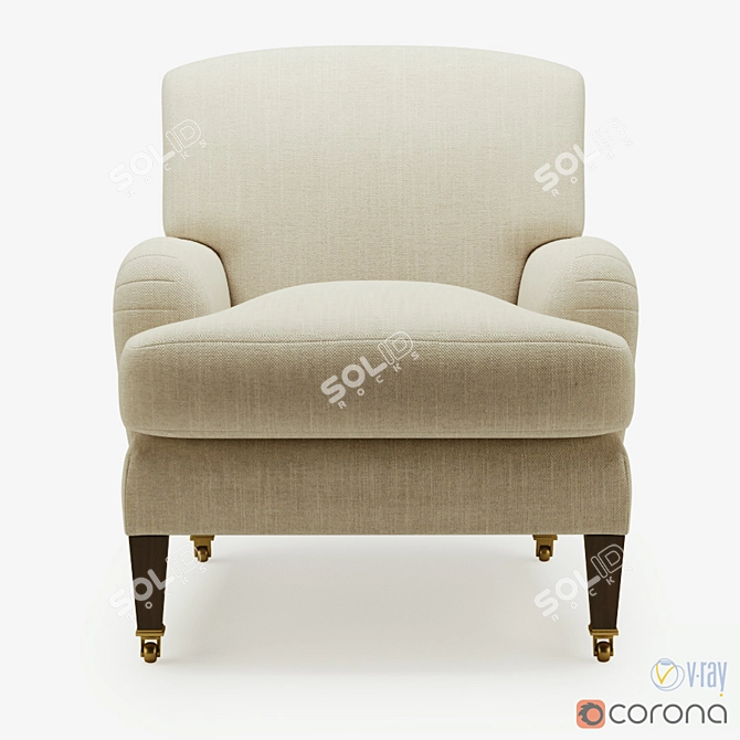 Elegant Rosewater Armchair: 3D Model 3D model image 2