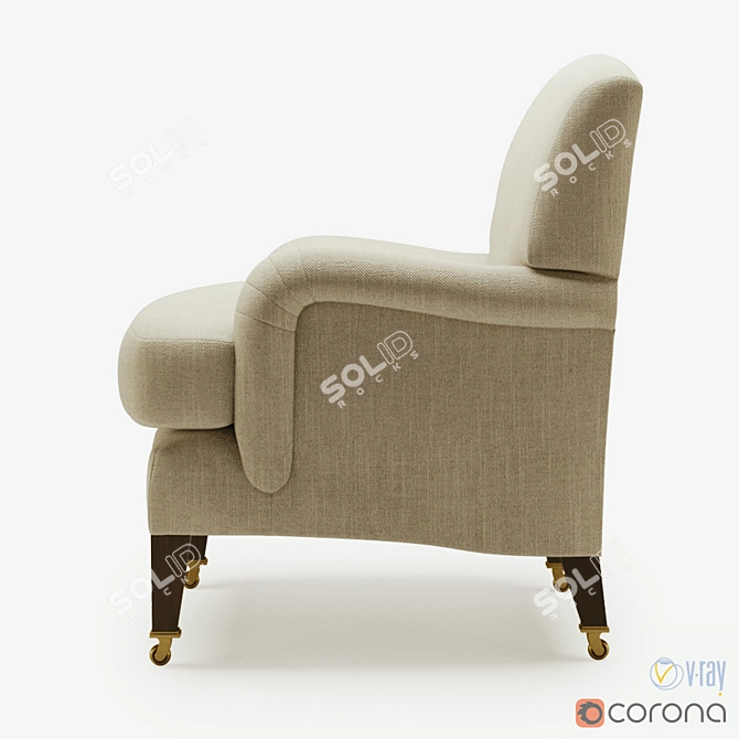 Elegant Rosewater Armchair: 3D Model 3D model image 3