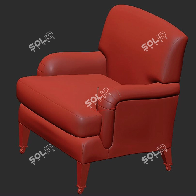 Elegant Rosewater Armchair: 3D Model 3D model image 4