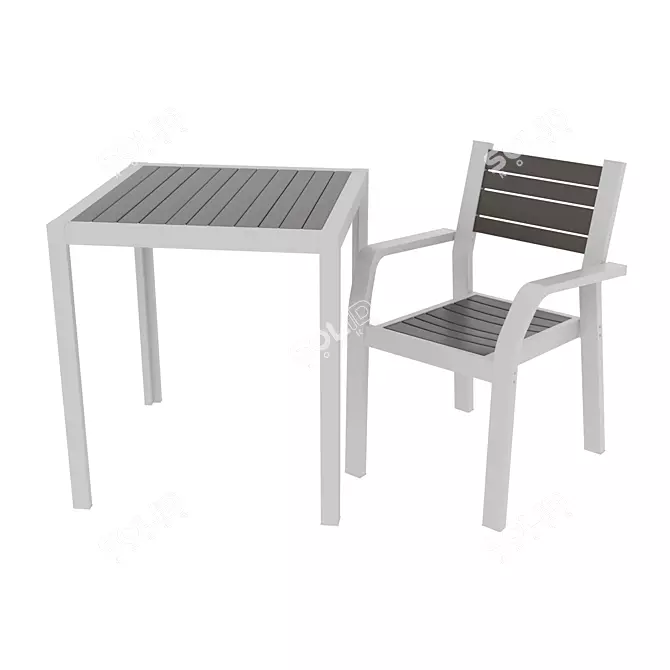 Schelland Outdoor Table and Chair Set 3D model image 1