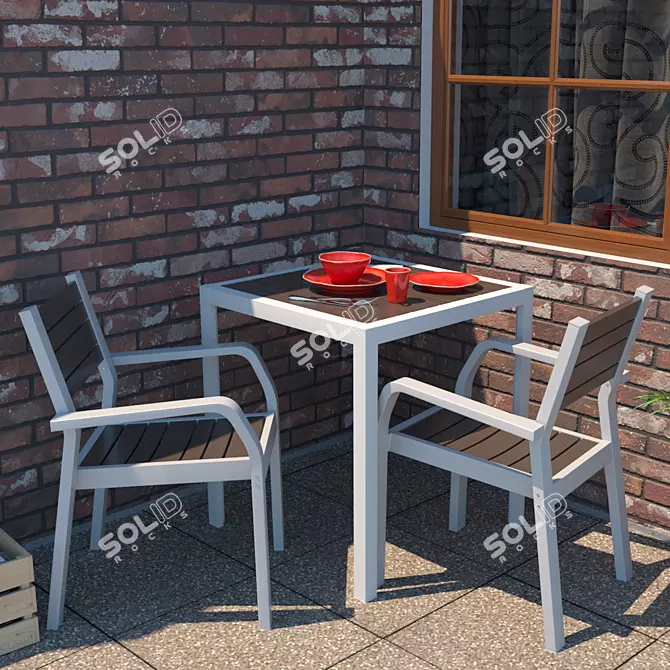 Schelland Outdoor Table and Chair Set 3D model image 2