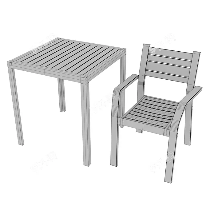 Schelland Outdoor Table and Chair Set 3D model image 3