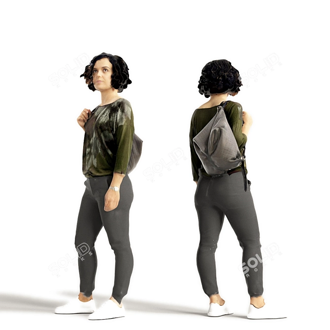 Realistic 3D Scanned Woman with Vray Skin Shader 3D model image 2