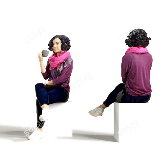 Realistic 3D Scanned Woman - 3 Variations 3D model image 1