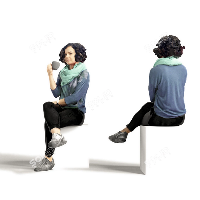 Realistic 3D Scanned Woman - 3 Variations 3D model image 2