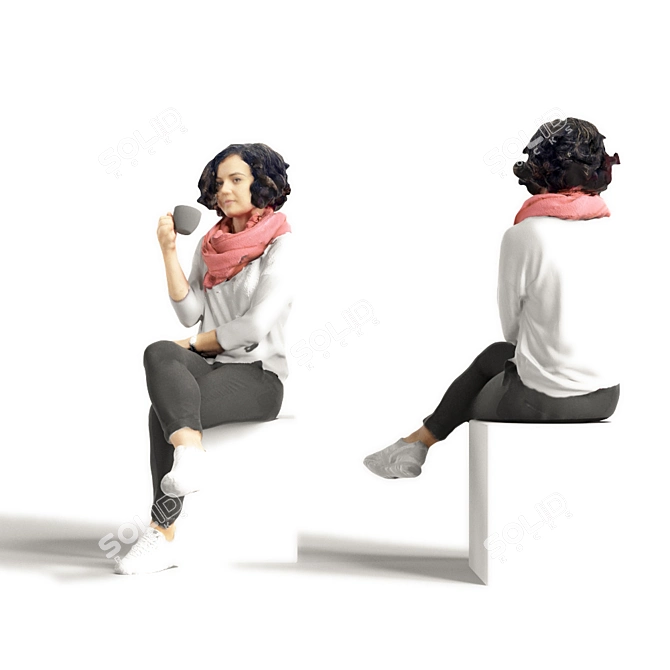 Realistic 3D Scanned Woman - 3 Variations 3D model image 3