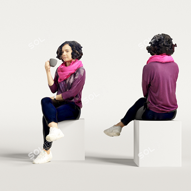 Realistic 3D Scanned Woman - 3 Variations 3D model image 4