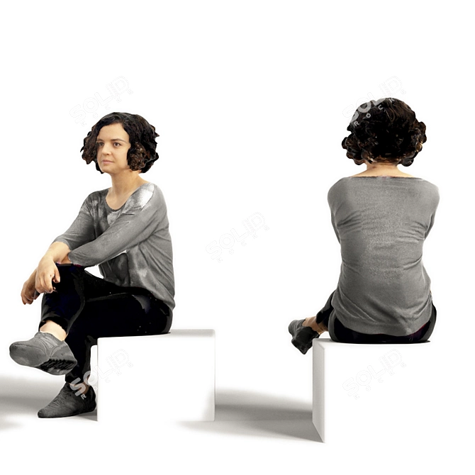 Realistic 3D Scanned Woman: 3 Color Variations 3D model image 2