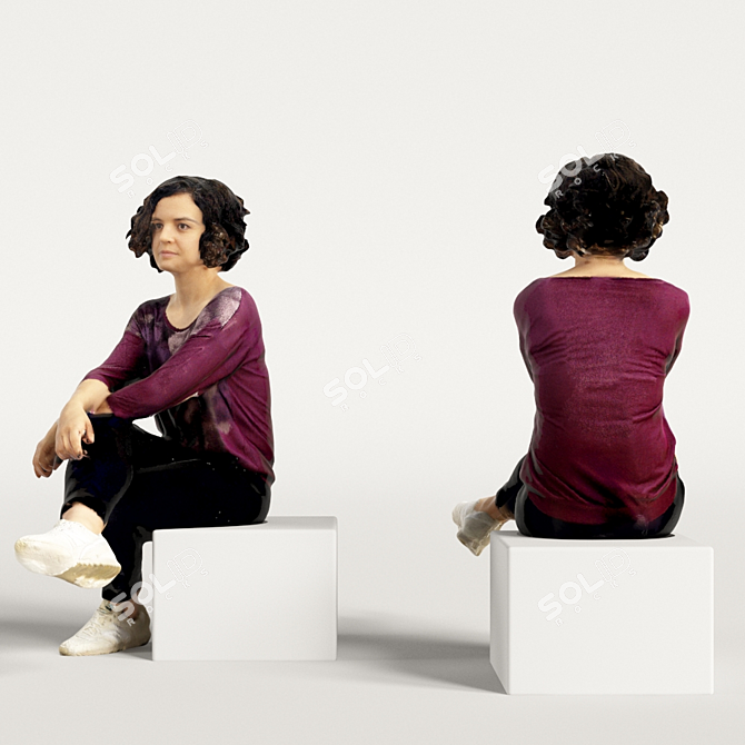 Realistic 3D Scanned Woman: 3 Color Variations 3D model image 4