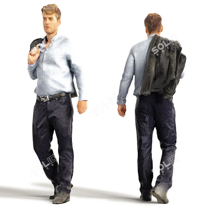 Realistic 3D Scanned Man: 3 Color Variations 3D model image 1