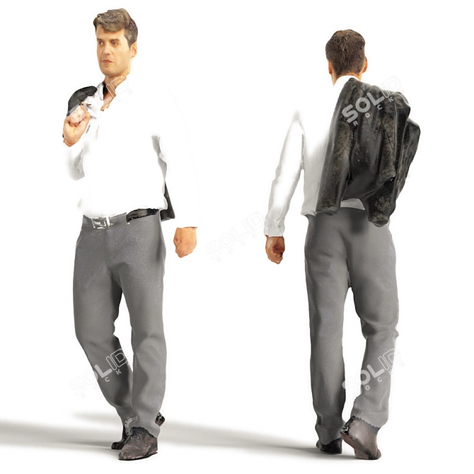 Realistic 3D Scanned Man: 3 Color Variations 3D model image 3