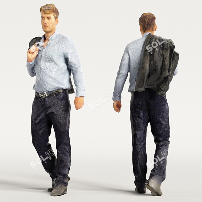 Realistic 3D Scanned Man: 3 Color Variations 3D model image 4