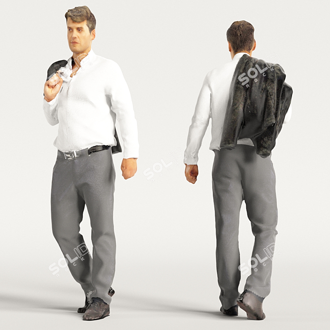 Realistic 3D Scanned Man: 3 Color Variations 3D model image 6