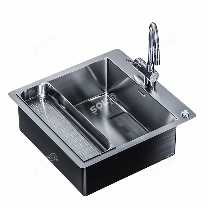 Premium Stainless Steel Undermount Sink 3D model image 1