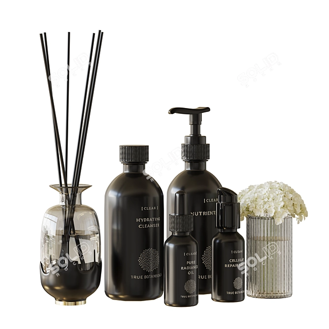 Sleek Noir Bath Set 3D model image 1