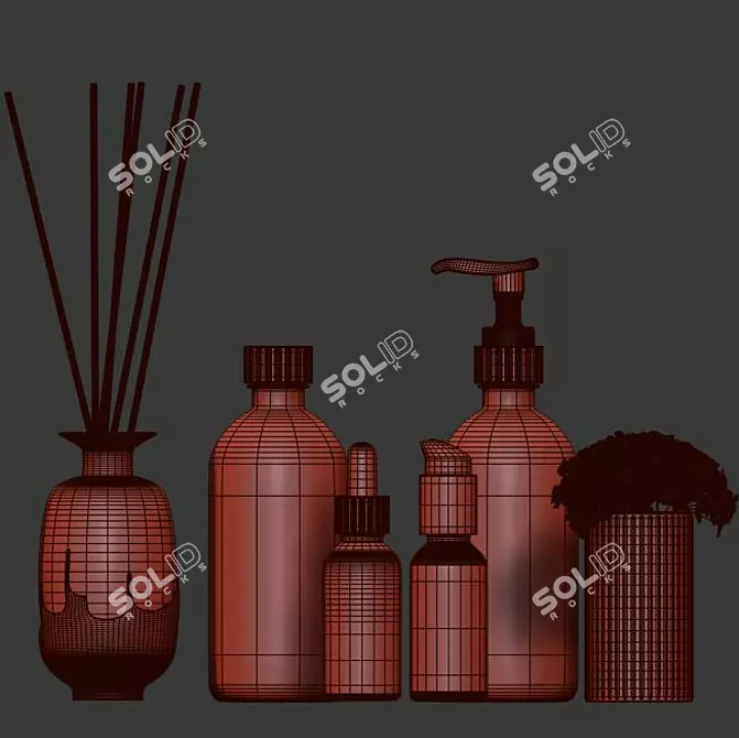 Sleek Noir Bath Set 3D model image 3