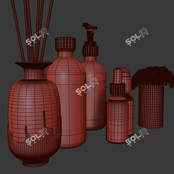 Sleek Noir Bath Set 3D model image 4