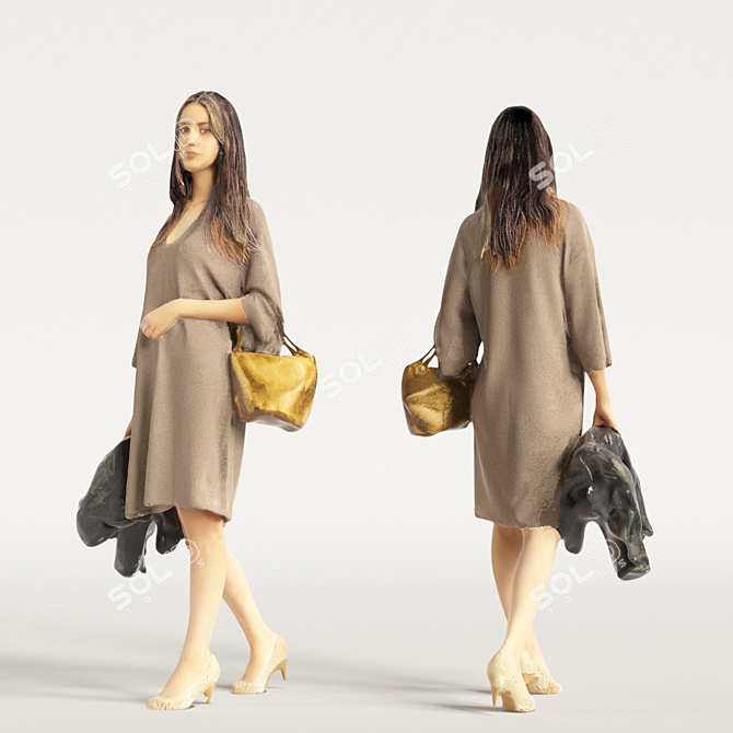 Realistic 3D Scanned Woman - 3 Color Variations 3D model image 4