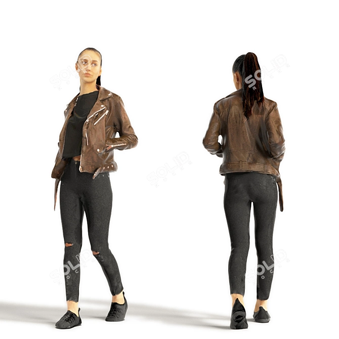 Realistic 3D Scanned Woman - 3 Color Variations 3D model image 3