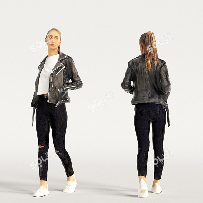 Realistic 3D Scanned Woman - 3 Color Variations 3D model image 4