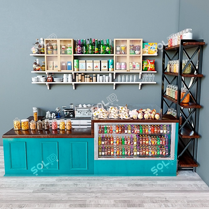 CafeBlack 3D Model with Interior 3D model image 2