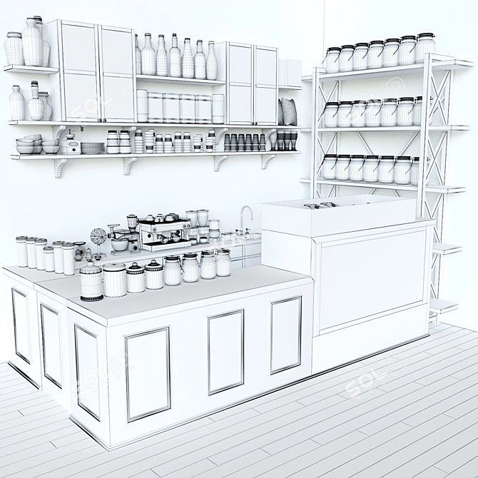 CafeBlack 3D Model with Interior 3D model image 3