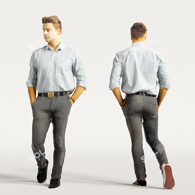 3D Scanned Man with Realistic Shaders 3D model image 6