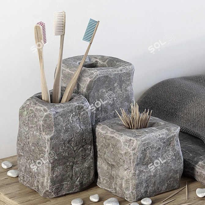 Smooth Stone Soap for Luxurious Bathroom Decor 3D model image 2