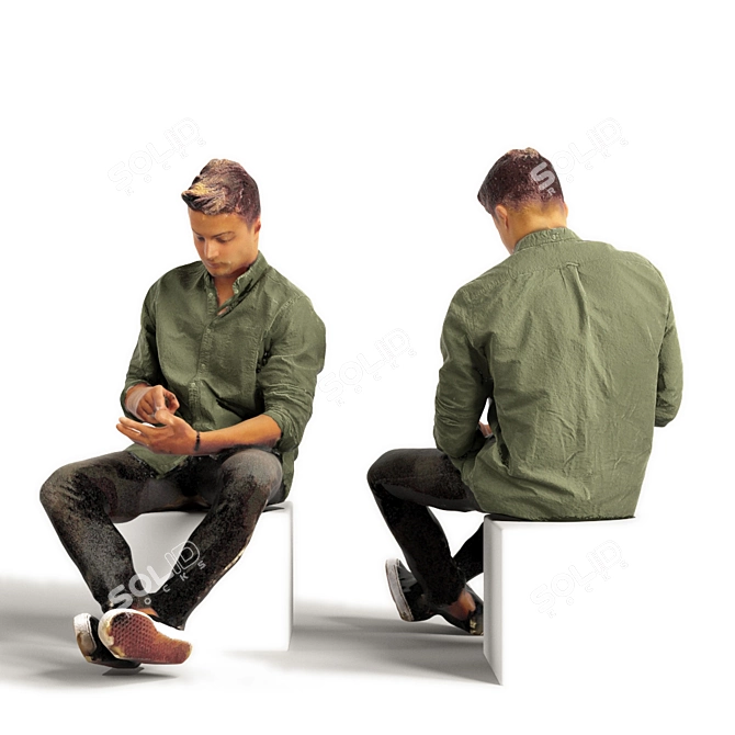Realistic 3D Scanned Man with 3 Color Variations 3D model image 3