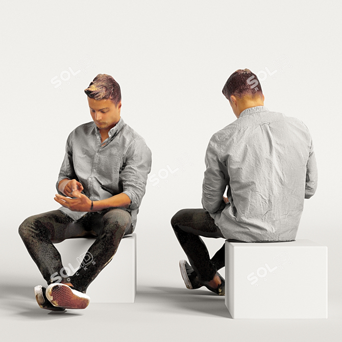 Realistic 3D Scanned Man with 3 Color Variations 3D model image 5