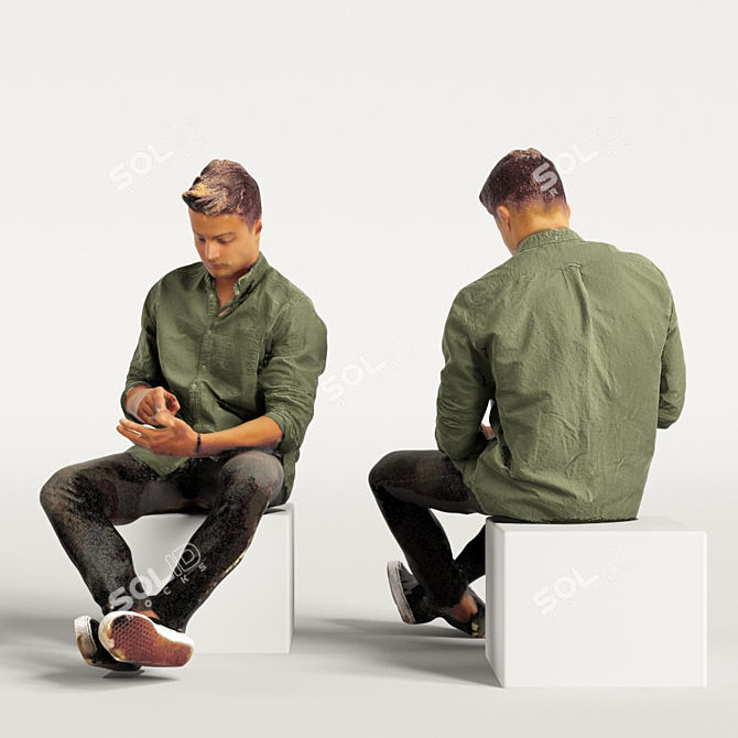 Realistic 3D Scanned Man with 3 Color Variations 3D model image 6