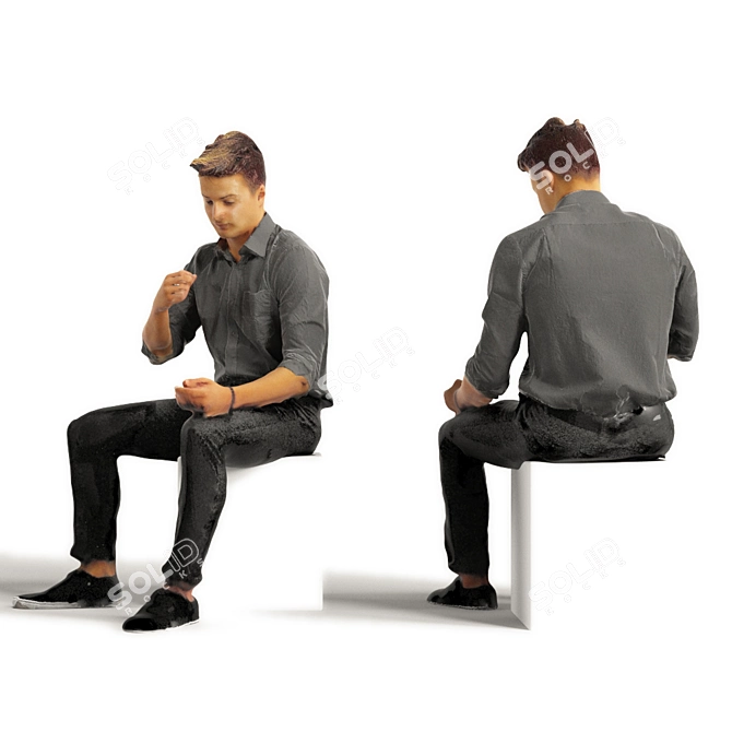 Realistic 3D Man with Varying Colors 3D model image 2