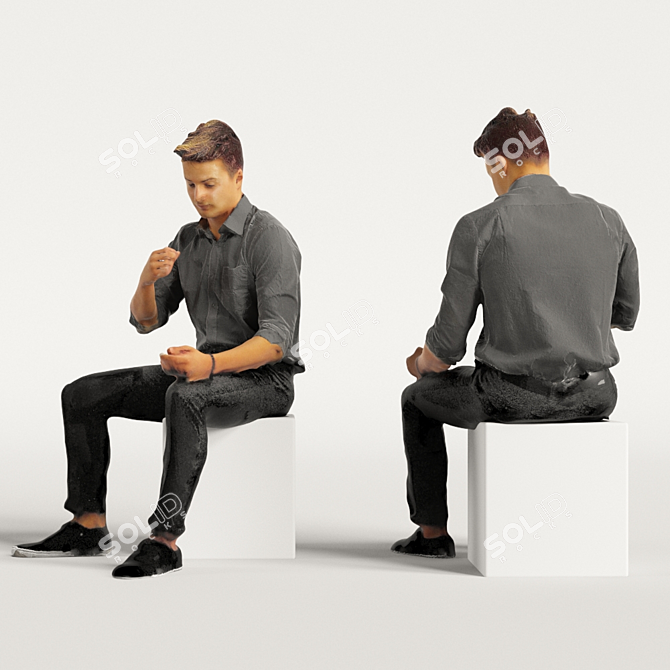 Realistic 3D Man with Varying Colors 3D model image 5