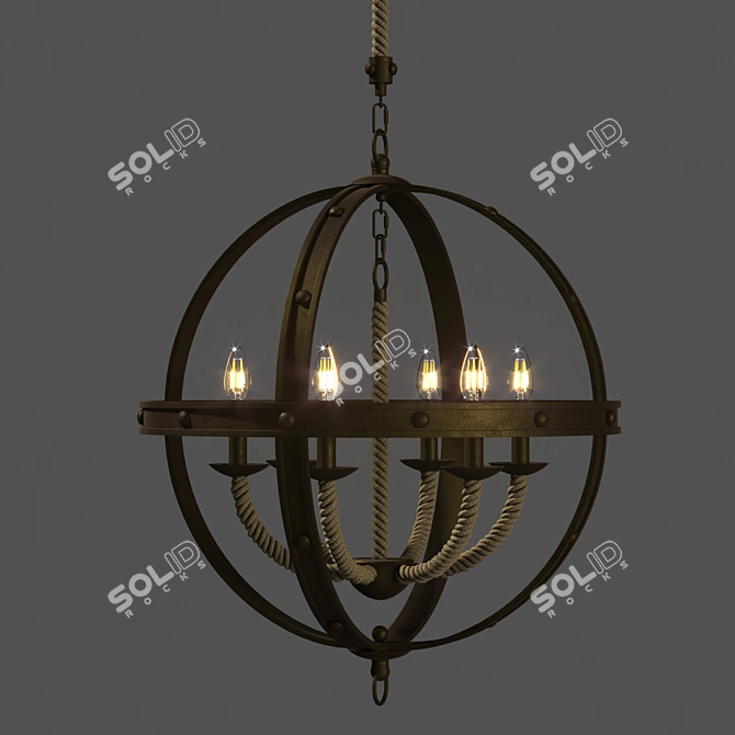 Metal Wire Chandelier: 80cm Height, 74cm Width & Depth 3D model image 3