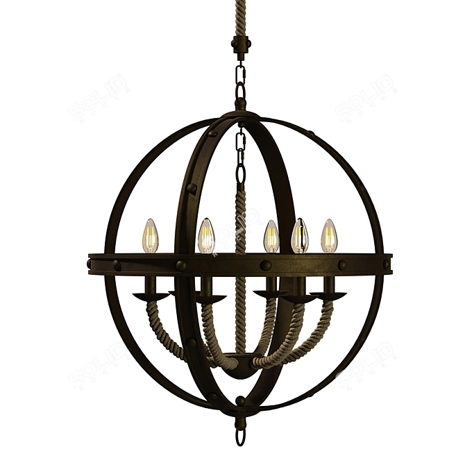 Metal Wire Chandelier: 80cm Height, 74cm Width & Depth 3D model image 1