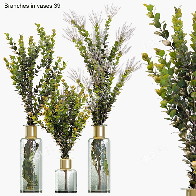 Versatile Branches in Vases: Kitchen, Dining, Living 3D model image 1