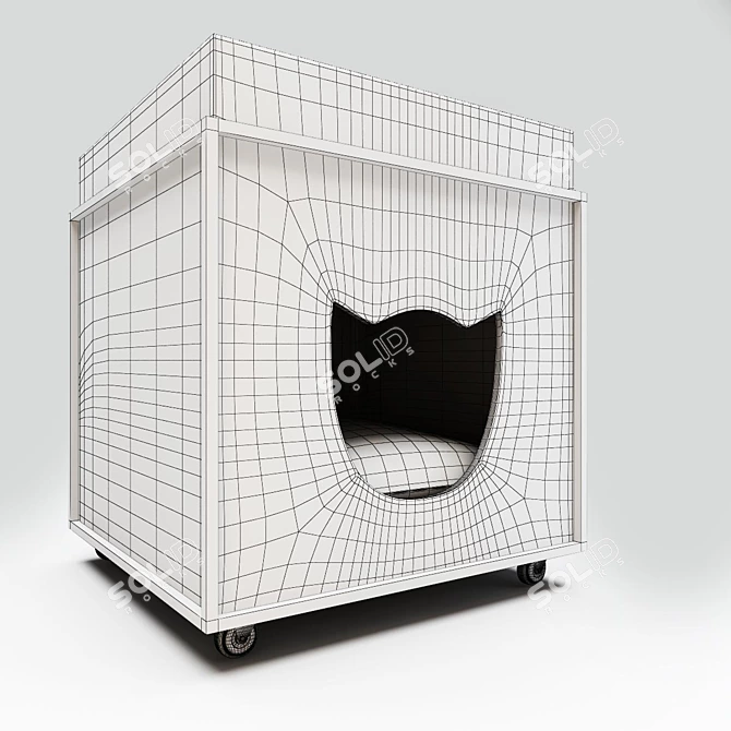 Cat's Haven: Multipurpose Table & Cozy Shelter (45x45 cm) 3D model image 4
