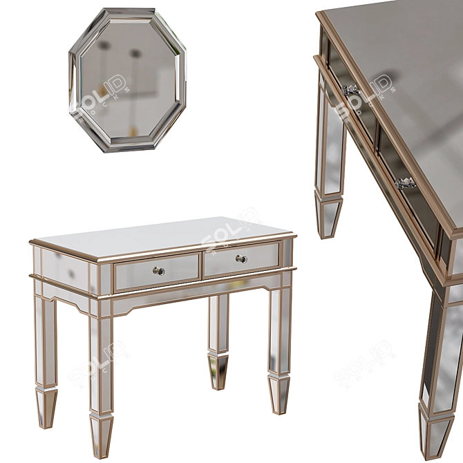 Venetian Mirrored Console Table: Elegant and Functional 3D model image 1