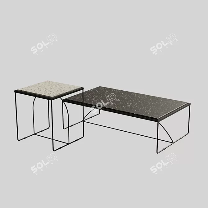 Elegant Arc Terrazzo Side Table 3D model image 1