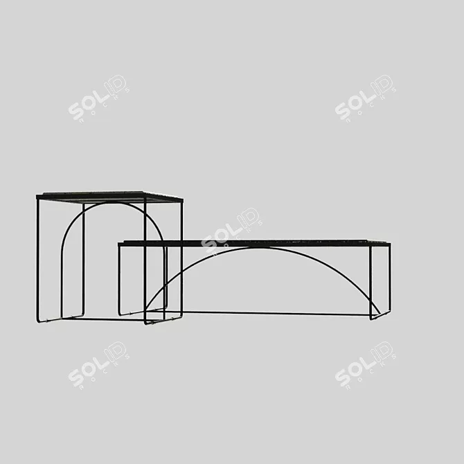 Elegant Arc Terrazzo Side Table 3D model image 2