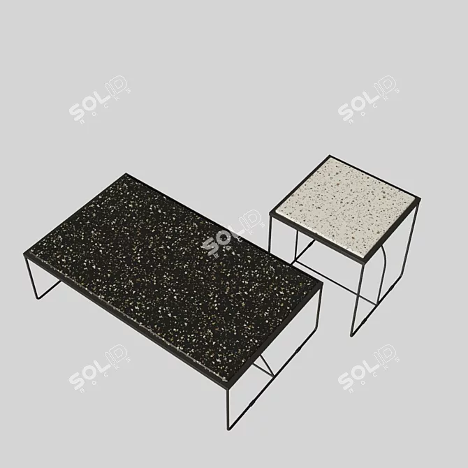 Elegant Arc Terrazzo Side Table 3D model image 3