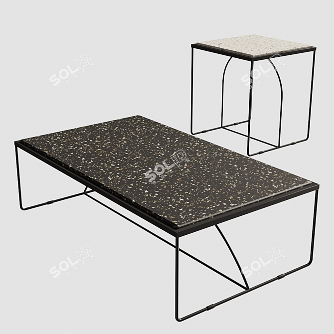 Elegant Arc Terrazzo Side Table 3D model image 5