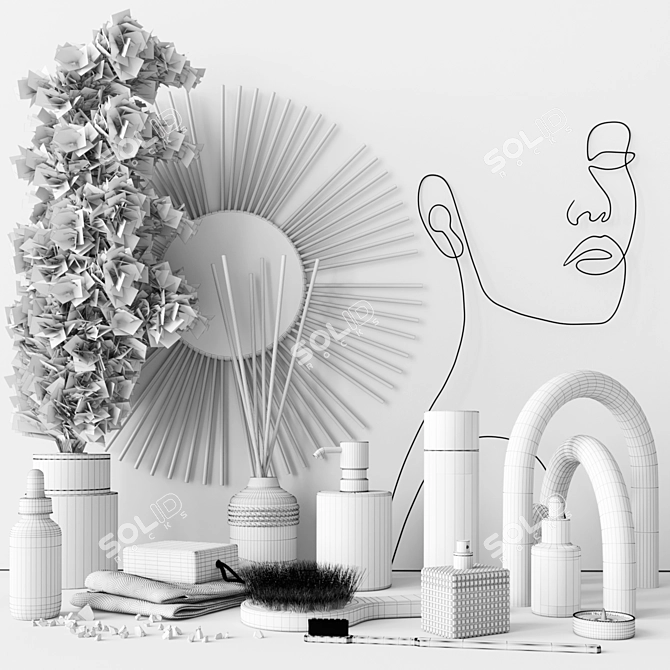 Modern Bathroom Bliss: Face Sculpture Set 3D model image 3