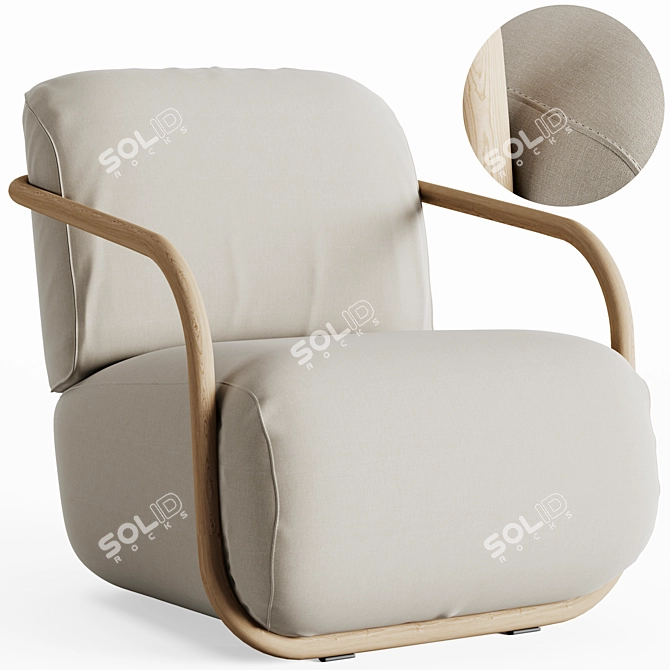 Sleek Bentwood Armchair 3D model image 1